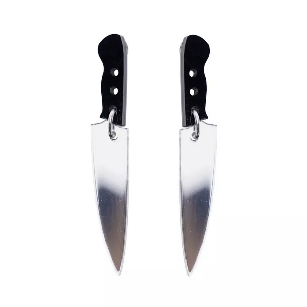 Mirrored silver Knife earrings